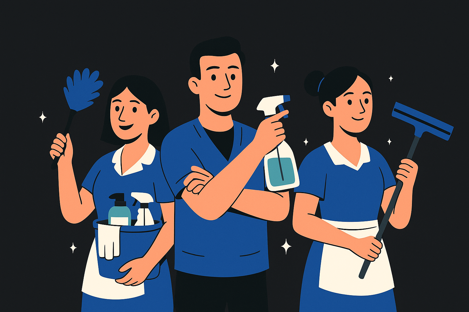 Illustration of cleaning staff